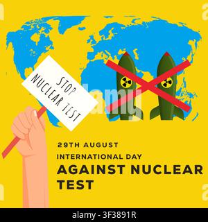 International Day Against Nuclear Tests Social Post Stop Nuclear Test Stock Vector