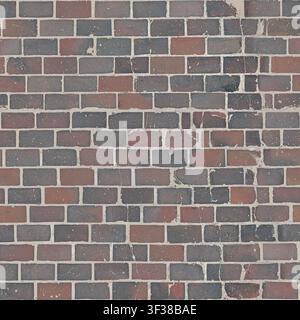 A seamless texture of weathered dark red and grey running bond brick paving. Stock Photo