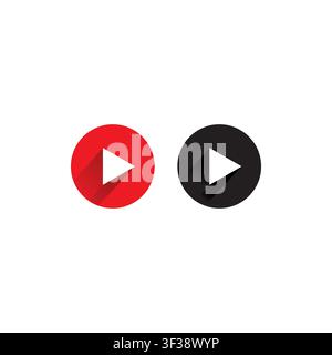 Play button icon. Flat play logo. Simple multimedia button. Video play button vector Stock Vector