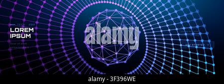 Particle ai tech for background data globe and digital abstract space. Line vector concept for world planet future and cyber universe futuristic. Ligh Stock Vector
