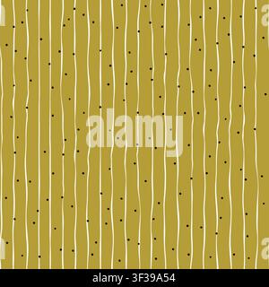 Minimal Stripe Seamless Pattern With Dots Handdrawn Lines Rustic Vector Doodle Linear Decorative Background Stock Vector