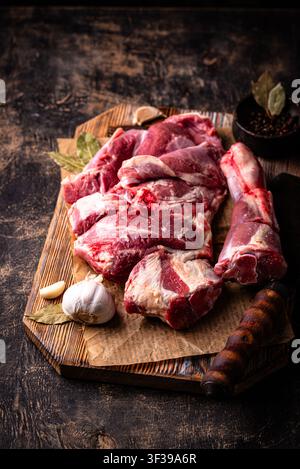 Raw leg of lamb, ready to cook Stock Photo