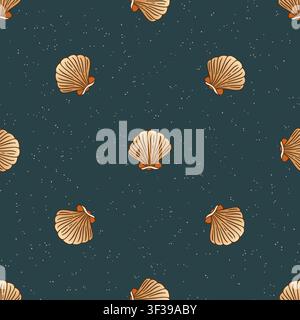 Vintage Coastal Shell Seamless Pattern Subtle Texture Ethnic Tribal Beach Background Stock Vector