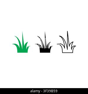 Grass icon vector. Natural lawn vector illustration. Green plant symbol representing outdoor vegetation and landscaping. Stock Vector