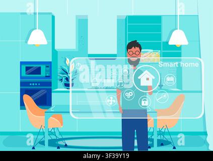 Person choose Smart home technology easy to control Stock Vector