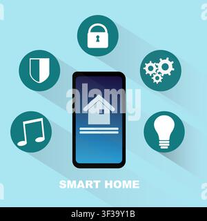 Easy to control your smart home with smartphone Stock Vector