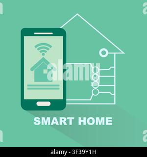 Cellhone with icons, smart home controll concept Stock Vector