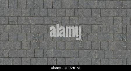A seamless background texture of grey square stone pavers arranged in a clean grid pattern. Stock Photo