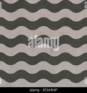 A seamless texture background of wavy interlocking paving stones in dark charcoal and light gray. Stock Photo