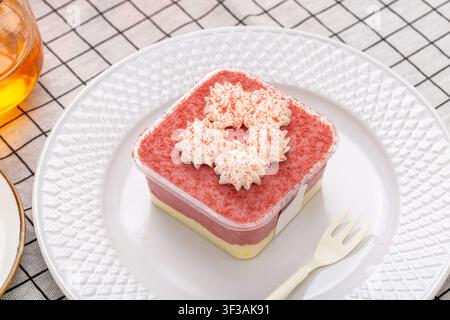 Colorful Mousse Cake Dessert with Creamy Texture Stock Photo