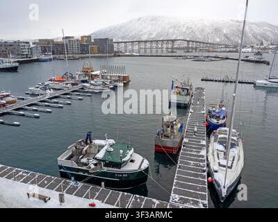 Winter day along Tromso's waterfront Stock Photo