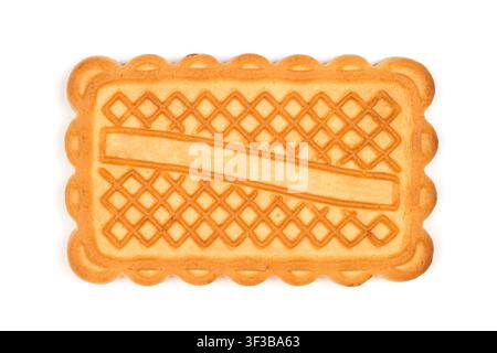 Rectangular biscuits on a white background. One close-up cookie. Stock Photo