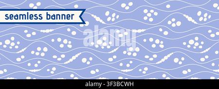 Light blue tone seamless web banner with organic lines and air bubbles. Stock Vector