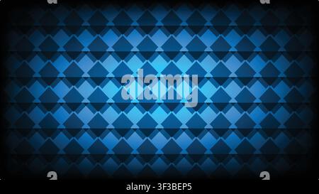 Futuristic dark blue background with abstract overlapping geometric arrow pattern and vignette Stock Vector
