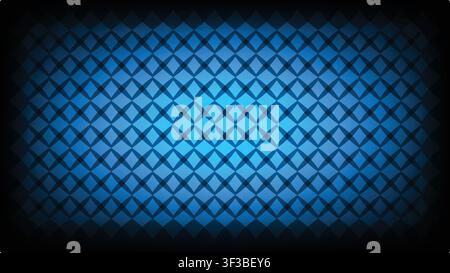Futuristic dark blue geometric background with abstract diamond grid pattern and vignette effect Stock Vector
