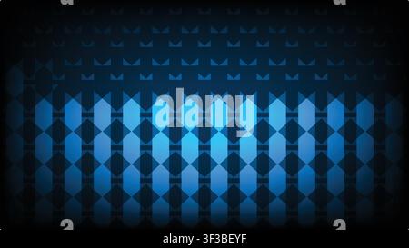 Futuristic dark blue background featuring abstract vertical arrow pattern with vignette lighting effect Stock Vector