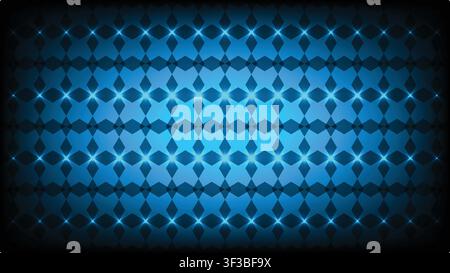 Futuristic abstract geometric polygon background featuring seamless star light pattern with vignette border Stock Vector