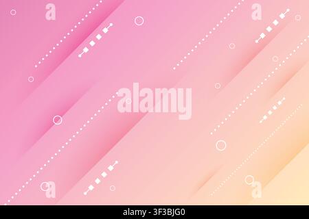 Colorful pastel gradient background featuring modern geometric shapes, dotted lines and minimalist circle objects Stock Vector