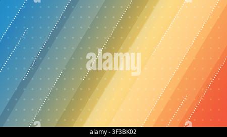 Abstract geometric shapes pastel background featuring a vibrant to orange gradient and dotted lines Stock Vector