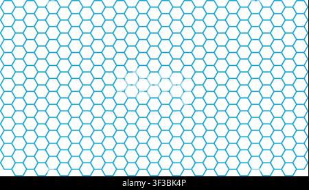 Blue geometric hexagonal line pattern isolated on transparent background, Tech honeycomb grid Stock Vector