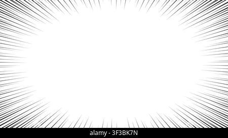 Black radial speed lines on transparent background. Abstract comic book action effect frame Stock Vector