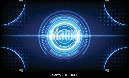 Abstract digital futuristic blue neon HUD interface technology concept background Stock Vector