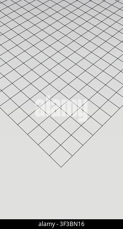 Abstract black and white diagonal perspective wireframe grid background, Minimal geometric vertical layout design Stock Vector
