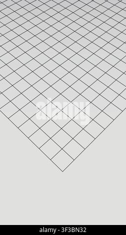 Abstract black and white diagonal perspective wireframe grid background, Minimal geometric vertical layout design Stock Vector