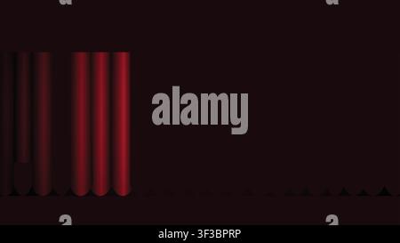 Elegant red velvet curtain backdrop with shadows on a dark spotlight stage for theater show or event Stock Vector