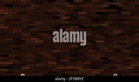 Brick wall seamless pattern. Dark ceramic stone tile, night brickwall vector illustration, old brick house construction wallpaper, black flat simple r Stock Vector