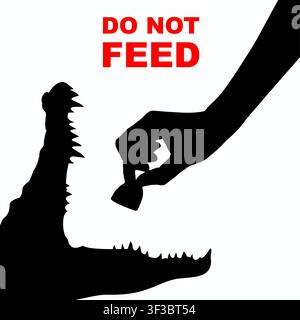 Do not feed the animals icon, feeding crocodile is prohibited, forbidden food sign, vector illustration Stock Vector