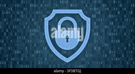 Cybersecurity. Padlock with keyhole icon in the guard shield Stock Photo