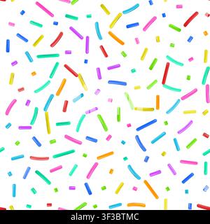 Candy Sprinkle Seamless Pattern, Donut Rainbow Sprinkles Texture Background, Sweet Color Glaze Decoration, Many Small Vermicelli, Vector Illustration Stock Vector