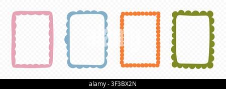 Colorful Hand Drawn Square Frames Collection Stock Vector