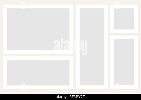 Moodboard template layout with photo collage grid frame picture board and mockup presents a clean gallery composition on a soft beige background Stock Vector