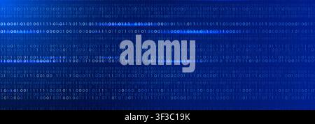 Digital data flow blue background, binary code grid, cyber network motion, AI analytics technology theme, computer technology banner presentation Stock Vector