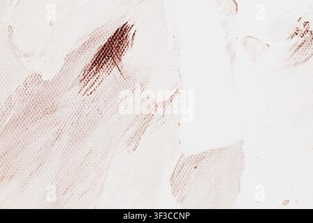 Abstract background with light brown and white paint strokes on woven canvas surface texture for artistic creative design modern backdrop or wallpaper Stock Photo