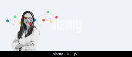 Confident Young Caucasian Woman Analyzing Data In Office, Business Concept Stock Photo