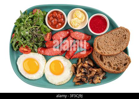 Full English breakfast platter isolated Stock Photo