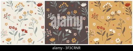 Delicate flowers bloom in soft, repeating patterns Stock Vector