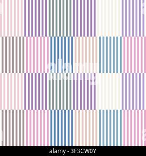 Retro striped checkerboard seamless pattern with modern geometric textile print vector illustration Stock Vector