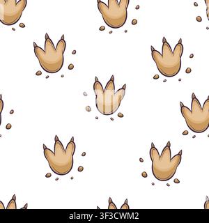 A seamless pattern featuring dinosaur footprints Stock Vector