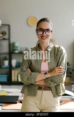 Portrait of Adult Woman Smiling in Office for Work Stock Photo