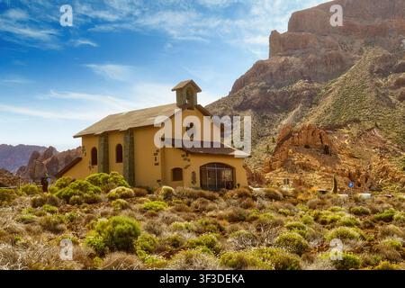 Ermita de las Nieves aka Chapel of Our Lady of the Snows - small chapel at the foot of Mount Teide in Teide National Park, Tenerife, Canary Islands. Stock Photo