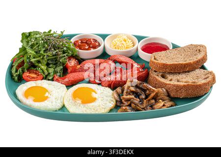 Full English breakfast platter isolated Stock Photo