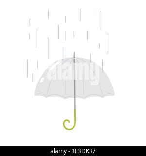 Heavy rain pouring on transparent umbrella. Droplets falling and splashing, Wet weather scene. Vector illustration for weather app Stock Vector