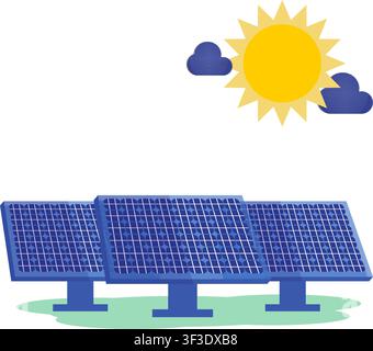 Efficient photovoltaic panels capturing bright sunlight to generate sustainable electricity and promote an eco-friendly future. Stock Vector