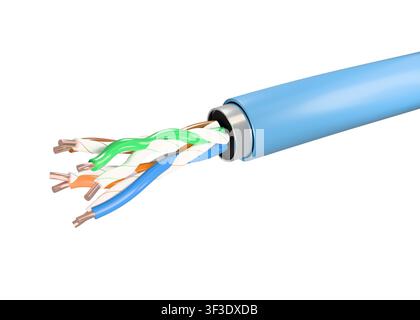 Blue network ethernet data twisted pair cable Stock Photo
