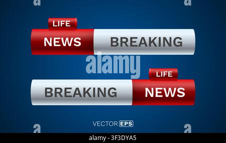 Dynamic breaking news and life news lower third banner templates, ideal for television broadcasts or online media content. Vector illustration Stock Vector