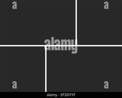 A clean and professional multi-photo grid layout with four asymmetrical frames on a white background for creative photography displays. Stock Vector